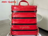 Chanel 22 Backpack Shiny Calfskin Calfskin Gold Tone Metal Red and Black Ref AS3859 Replica