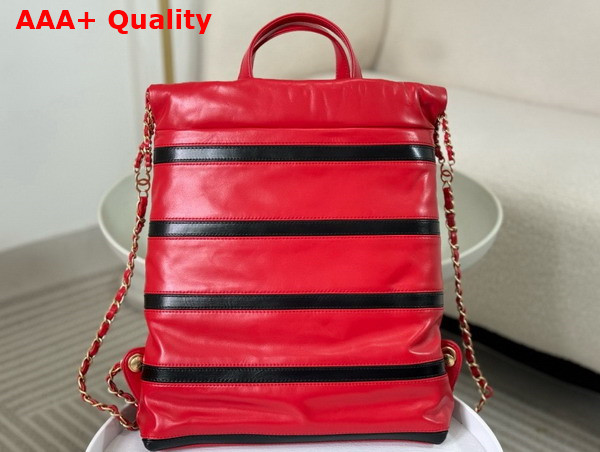 Chanel 22 Backpack Shiny Calfskin Calfskin Gold Tone Metal Red and Black Ref AS3859 Replica