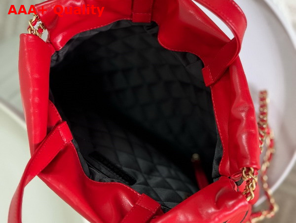 Chanel 22 Backpack Shiny Calfskin Calfskin Gold Tone Metal Red and Black Ref AS3859 Replica