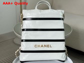 Chanel 22 Backpack Shiny Calfskin Calfskin Gold Tone Metal White and Black Ref AS3859 Replica