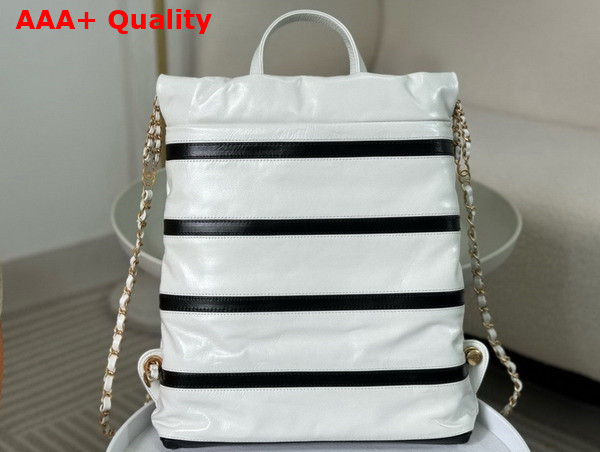 Chanel 22 Backpack Shiny Calfskin Calfskin Gold Tone Metal White and Black Ref AS3859 Replica