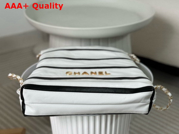 Chanel 22 Backpack Shiny Calfskin Calfskin Gold Tone Metal White and Black Ref AS3859 Replica