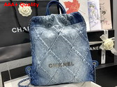 Chanel 22 Backpack in Blue Denim AS3859 Replica