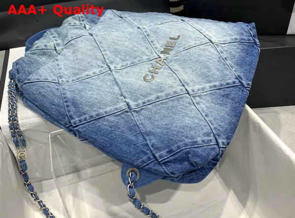 Chanel 22 Backpack in Blue Denim AS3859 Replica