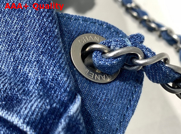 Chanel 22 Backpack in Blue Denim AS3859 Replica