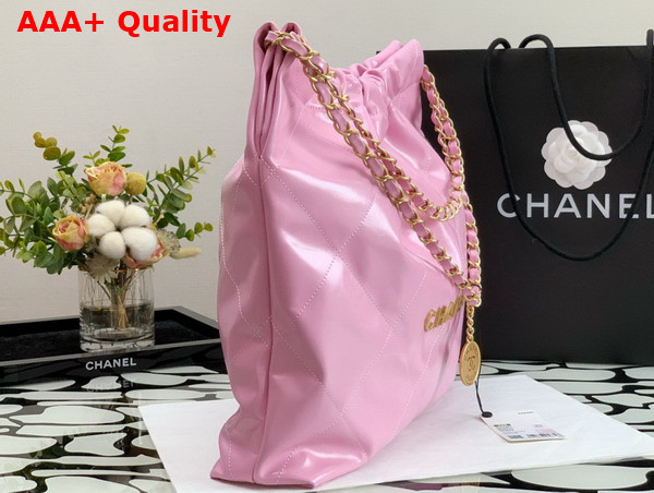 Chanel 22 Handbag Shiny Calfskin Gold Tone Metal Pink Ref AS3261 Replica