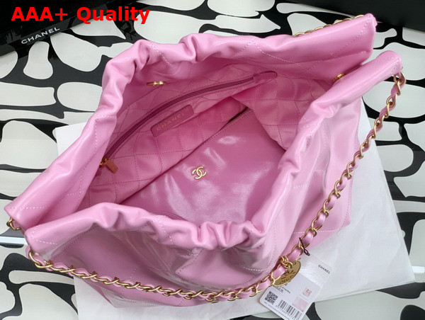 Chanel 22 Handbag Shiny Calfskin Gold Tone Metal Pink Ref AS3261 Replica