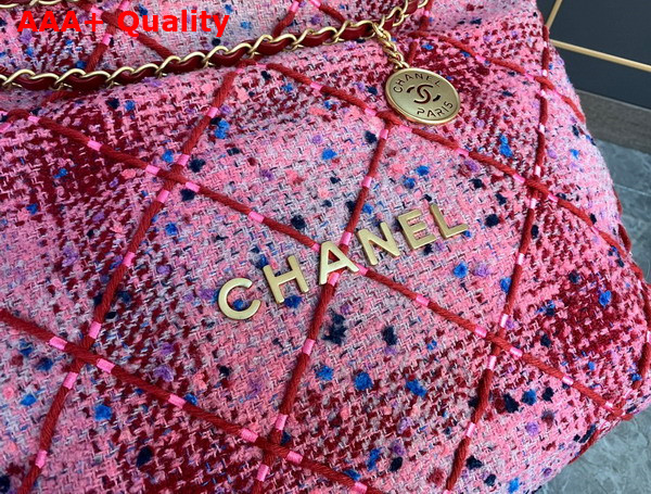 Chanel 22 Handbag Tweed and Gold Metal Pink Burgundy Multicolor Ref AS3261 Replica