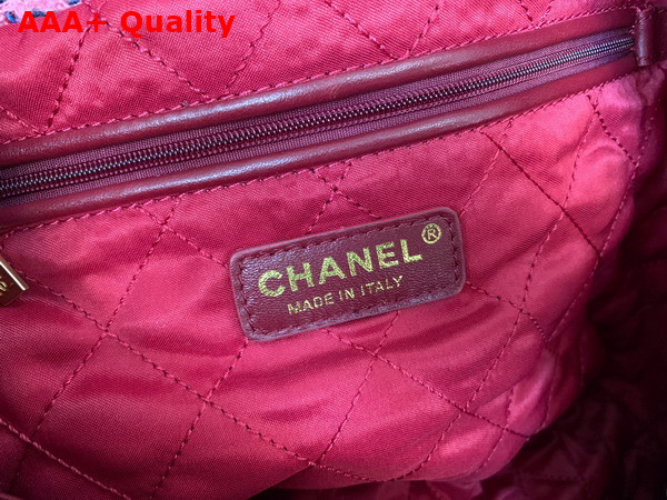 Chanel 22 Handbag Tweed and Gold Metal Pink Burgundy Multicolor Ref AS3261 Replica