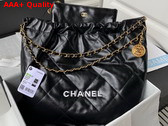 Chanel 22 Handbag in Black Shiny Calfskin Gold Tone Metal AS3261 Replica