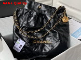 Chanel 22 Handbag in Black Shiny Calfskin and Gold Tone Metal AS3261 Replica