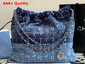 Chanel 22 Handbag in Blue Denim and Sequins AS3261 Replica