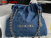 Chanel 22 Handbag in Blue Printed Denim Replica