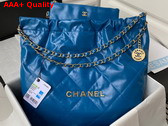 Chanel 22 Handbag in Bright Blue Shiny Calfskin Gold Tone Metal AS3261 Replica