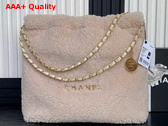 Chanel 22 Handbag in Ecru Shearling Lambskin Gold Tone Metal AS3261 Replica