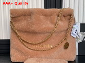 Chanel 22 Handbag in Light Pink Shearling Lambskin Gold Tone Metal AS3261 Replica