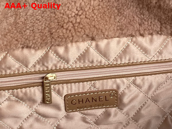 Chanel 22 Handbag in Light Pink Shearling Lambskin Gold Tone Metal AS3261 Replica