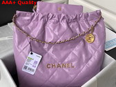 Chanel 22 Handbag in Light Purple Calfskin Gold Tone Metal AS3261 Replica