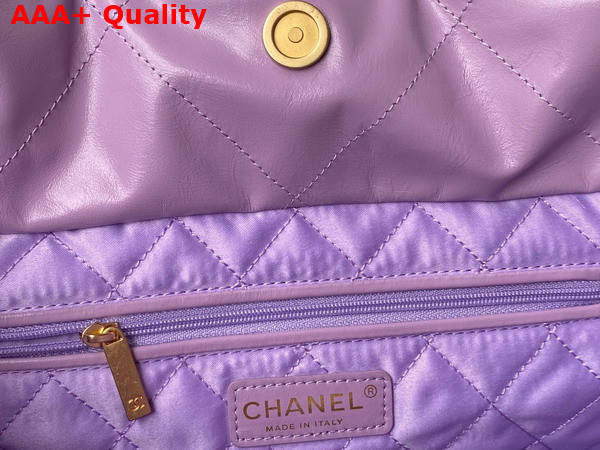 Chanel 22 Handbag in Light Purple Calfskin Gold Tone Metal AS3261 Replica