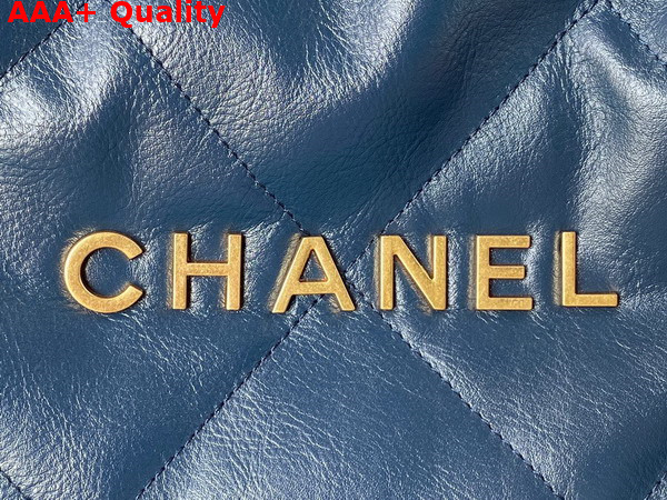 Chanel 22 Handbag in Navy Blue Shiny Calfskin Gold Tone Metal AS3261 Replica