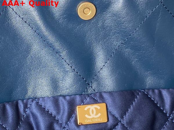 Chanel 22 Handbag in Navy Blue Shiny Calfskin Gold Tone Metal AS3261 Replica