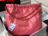 Chanel 22 Handbag in Pink Shiny Calfskin Gold Tone Metal AS3261 Replica