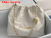 Chanel 22 Handbag in White Shiny Calfskin Gold Tone Metal AS3261 Replica