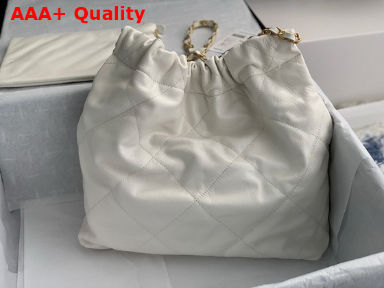 Chanel 22 Handbag in White Shiny Calfskin Gold Tone Metal AS3261 Replica