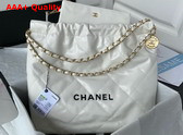 Chanel 22 Handbag in White Shiny Calfskin Gold Tone and Lacquered Metal AS3261 Replica