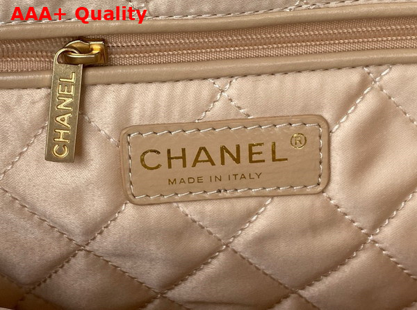 Chanel 22 Handbag in White Shiny Calfskin Gold Tone and Lacquered Metal AS3261 Replica