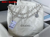 Chanel 22 Handbag in White Shiny Calfskin Silver Tone Metal AS3261 Replica