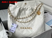 Chanel 22 Handbag in White Shiny Calfskin with Gold Tone Metal AS3261 Replica