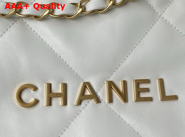 Chanel 22 Handbag in White Shiny Calfskin with Gold Tone Metal AS3261 Replica