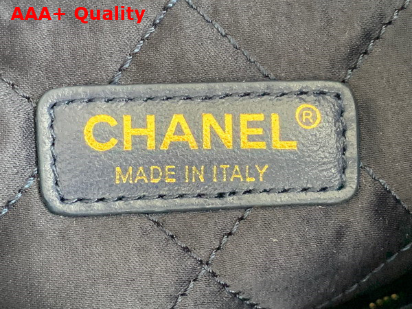 Chanel 22 Large Handbag in Blue Printed Denim Replica