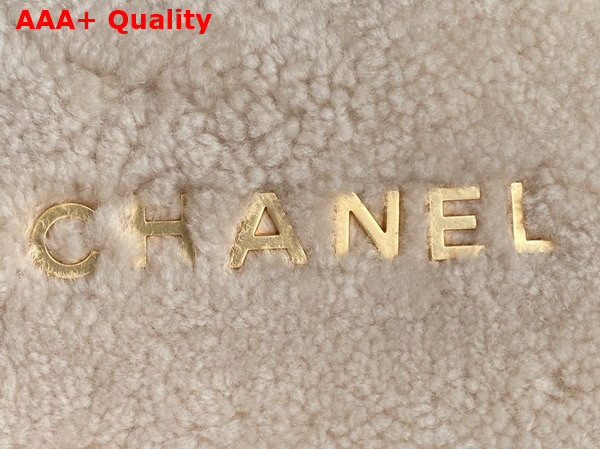 Chanel 22 Mini Handbag Shearling Lambskin Gold Tone Metal Ecru AS3980 Replica