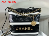 Chanel 22 Mini Handbag Shiny Calfskin Calfskin Gold Tone Metal Black and White Ref AS3980 Replica