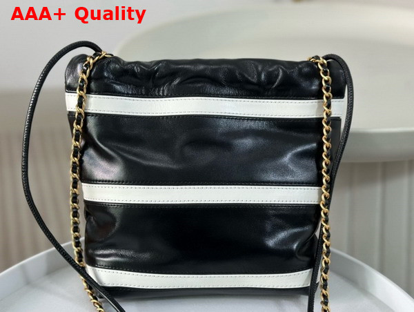 Chanel 22 Mini Handbag Shiny Calfskin Calfskin Gold Tone Metal Black and White Ref AS3980 Replica