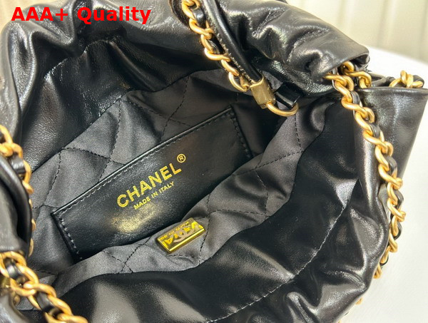 Chanel 22 Mini Handbag Shiny Calfskin Calfskin Gold Tone Metal Black and White Ref AS3980 Replica