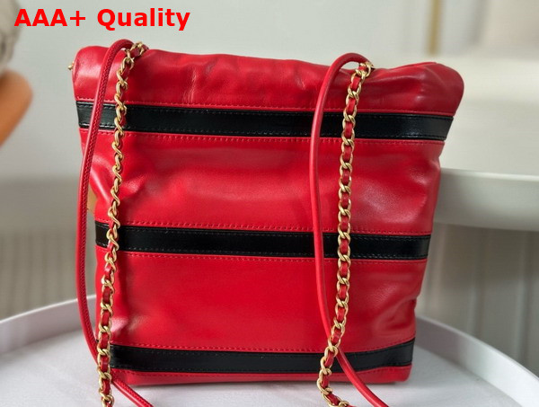 Chanel 22 Mini Handbag Shiny Calfskin Calfskin Gold Tone Metal Red and Black Ref AS3980 Replica