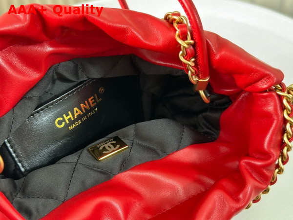 Chanel 22 Mini Handbag Shiny Calfskin Calfskin Gold Tone Metal Red and Black Ref AS3980 Replica