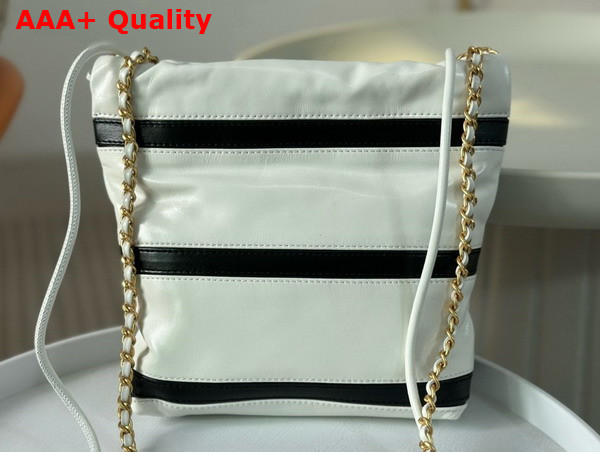 Chanel 22 Mini Handbag Shiny Calfskin Calfskin Gold Tone Metal White and Black Ref AS3980 Replica