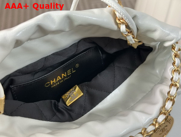 Chanel 22 Mini Handbag Shiny Calfskin Calfskin Gold Tone Metal White and Black Ref AS3980 Replica