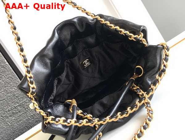 Chanel 22 Mini Handbag Shiny Lambskin Bijoux Charms Gold Tone Metal Black AS3980 Replica