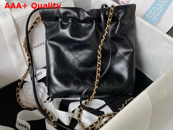 Chanel 22 Mini Handbag in Black Shiny Crumpled Calfskin Gold Tone Metal AS3980 Replica