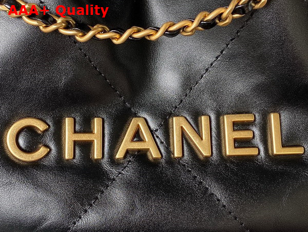 Chanel 22 Mini Handbag in Black Shiny Crumpled Calfskin Gold Tone Metal AS3980 Replica