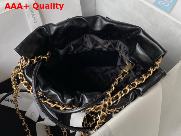 Chanel 22 Mini Handbag in Black Shiny Crumpled Calfskin Gold Tone Metal AS3980 Replica