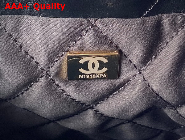 Chanel 22 Mini Handbag in Black Shiny Crumpled Calfskin Gold Tone Metal AS3980 Replica