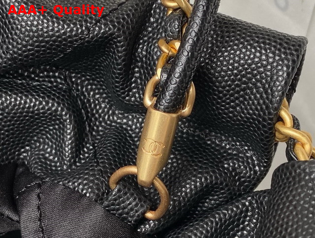 Chanel 22 Mini Handbag in Black Shiny Grained Calfskin Gold Tone Metal and Lacquered Metal AS3980 Replica