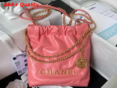 Chanel 22 Mini Handbag in Coral Pink Shiny Crumpled Calfskin Gold Tone Metal AS3980 Replica