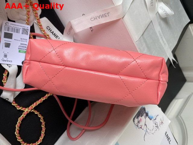 Chanel 22 Mini Handbag in Coral Pink Shiny Crumpled Calfskin Gold Tone Metal AS3980 Replica